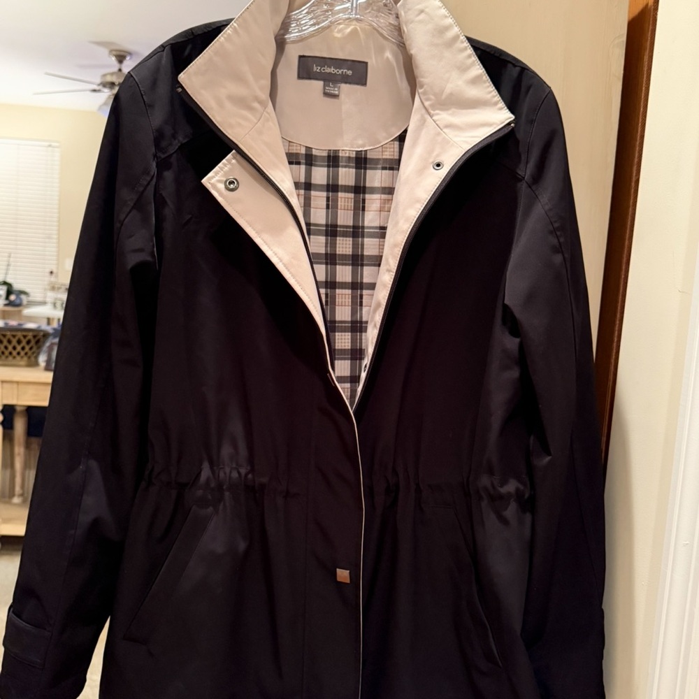Size Large, Liz Claiborne Black Raincoat, Without the Hoodie!!